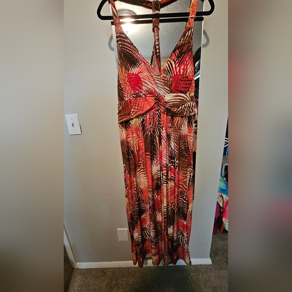 Mlle Gabrielle Red and Brown Ruched Maxi Skirt